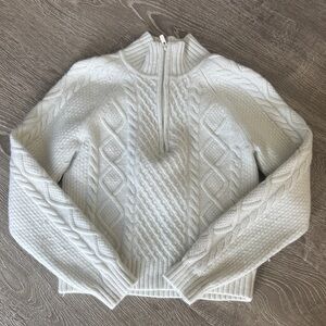 Sunday Best x Aritzia; White Cable Knit Quarter Zip Sweater